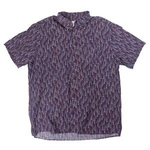 Rowm Purple‎ Geometric Button Up Short Sleeve Polo Men's Size 2XL Tall